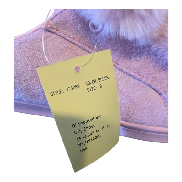 Charles Albert Pink Faux Suede Pom Pom Slip On Sneakers 9 - Picture 8 of 8